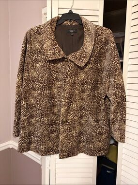 Talbots Brown Leopard-Print Pea Coat